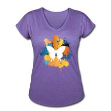 Load image into Gallery viewer, Women&#39;s Tri-Blend V-Neck T-Shirt - purple heather