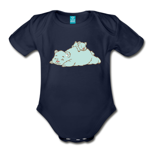 Organic Short Sleeve Baby Bodysuit - dark navy