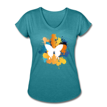 Load image into Gallery viewer, Women&#39;s Tri-Blend V-Neck T-Shirt - heather turquoise