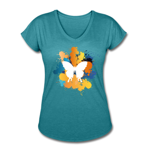 Women's Tri-Blend V-Neck T-Shirt - heather turquoise