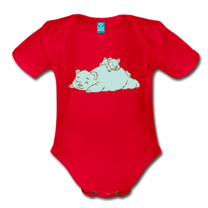 Organic Short Sleeve Baby Bodysuit - red