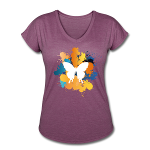 Women's Tri-Blend V-Neck T-Shirt - heather plum