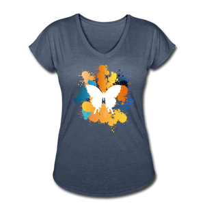 Women's Tri-Blend V-Neck T-Shirt - navy heather