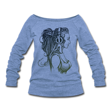 Load image into Gallery viewer, Women&#39;s Wideneck Sweatshirt - heather Blue